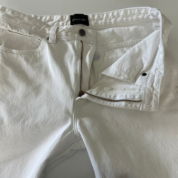 Abrand Men's jeans size 32x25.5 white chopped straight frayed hem stiff denim - Picture 5 of 10